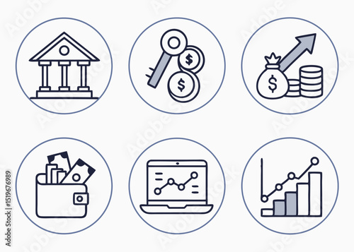 clean user interface icons for start up funding model
