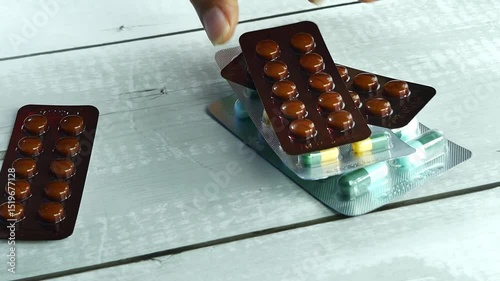 A hand holding a blister pack of pills.