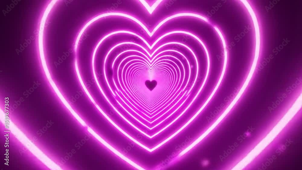 Neon pink heart tunnel