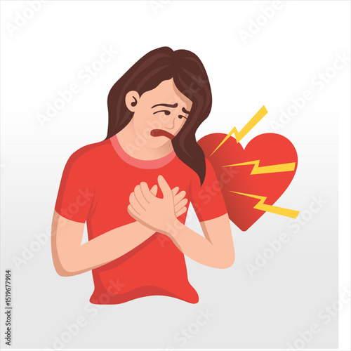 chest pain woman character vector illustration flat design	