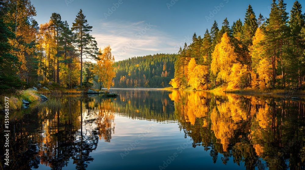 Obraz premium Beautiful landscape of serene lake 