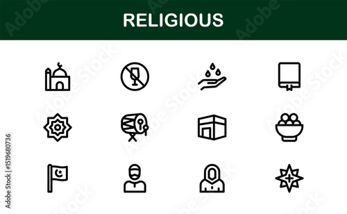 Religious Icons Set – Sacred Symbols, Faith-Based Vector Graphics, Minimalist Design for Worship and Spirituality Projects