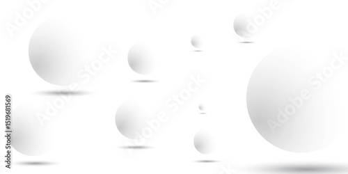 Light and soft 3D defocused spheres vector abstract background, relaxing ambient theme with white balls in levitation, atmospheric wallpaper.