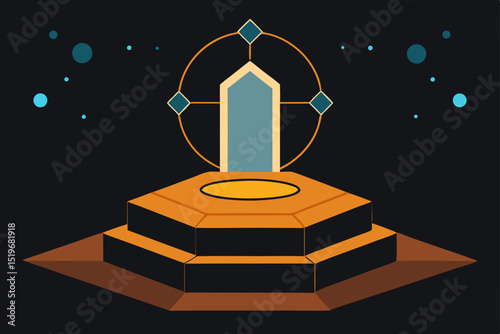 Mystical Portal Geometric Hexagonal Platform Design Illustration