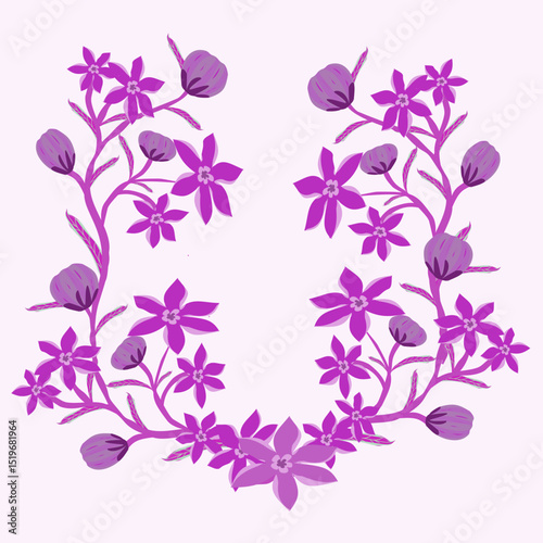 A delicate floral wreath in soft purple and pink tones, perfect for invitations, seasonal decor, or feminine-themed designs. Elegant, charming, and full of gentle beauty.
