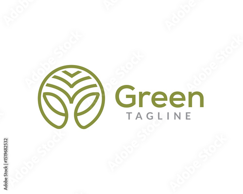 circle modern mono line art oaks tree logo icon symbol design template illustration inspiration