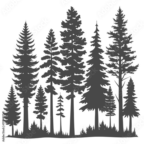 Dark gray pine forest silhouette