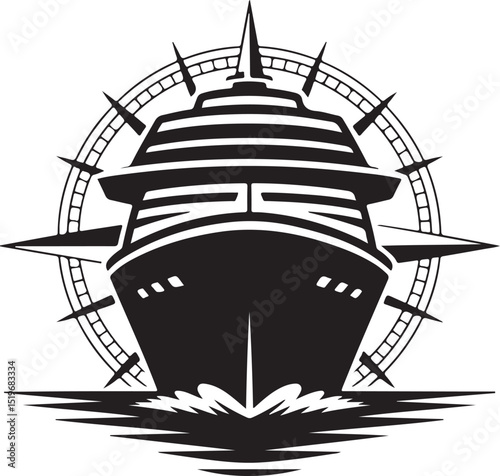 Cruise ship compass rose logo design