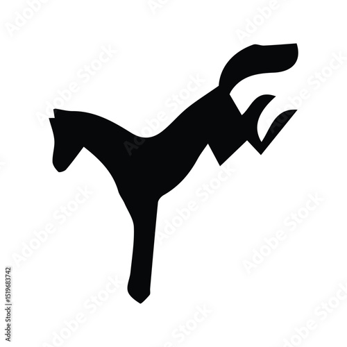 Horse Icon. Silhouette Illustration of Wild Horse Jumping. Horse with Rear Leg Raised. Race Horse Farm.