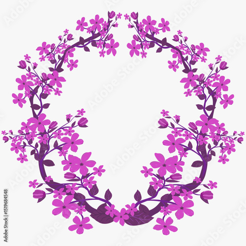 A delicate floral wreath in soft purple and pink tones, perfect for invitations, seasonal decor, or feminine-themed designs. Elegant, charming, and full of gentle beauty.


