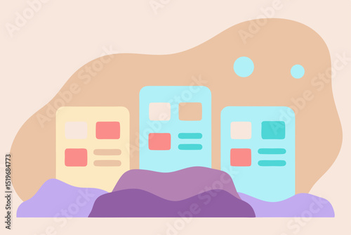 Abstract Cityscape Illustration Modern Buildings and Soft Pastel Colors