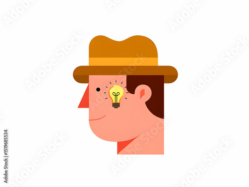 Creative Idea Concept Illustration Man with Lightbulb photo