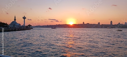 Photography view of the river and the city of istanbul