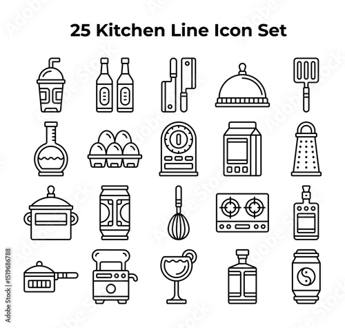 kitchen utensil line drawings comprise a set.