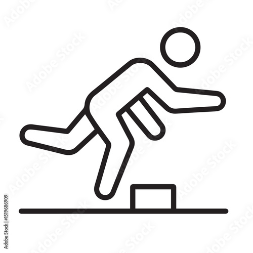 Outline Icon of Person Tripping Over Obstacle – Safety Hazard Symbol