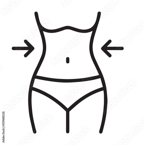 Slim Body Icon – Fitness, Weight Loss, and Body Shaping Line Symbol