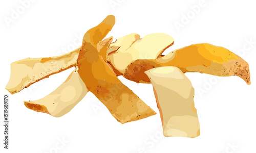 Potato peel isolated on white background, fresh potato, vegetable peel, organic food, healthy snack, vector illustration, farm produce, food ingredient, kitchen essentials.