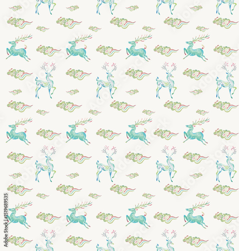 seamless pattern with Sika Deer