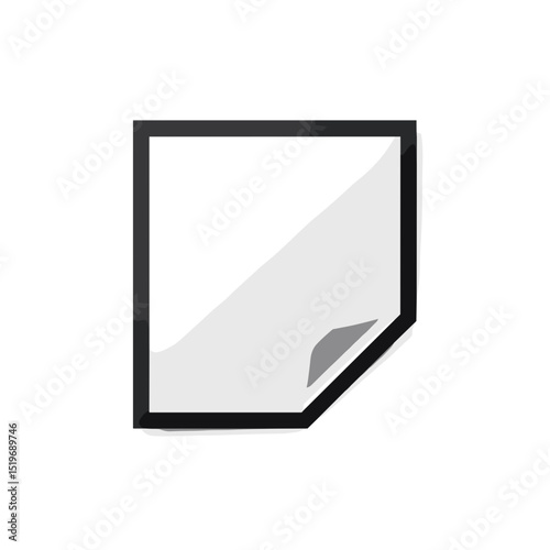 Blank sticky note paper mockup with curled corner. Simple sticky note design ideal for reminders or to-do lists. Clean sticky note template perfect for messaging apps or website design.