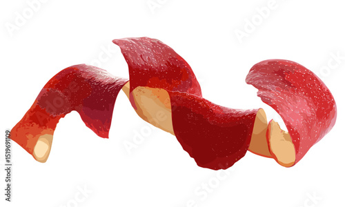 Red apple peel, isolated on white, vector illustration, apple skin vector, fruit illustration, red fruit peel, healthy fruit, organic apple peel, fresh apple slice.