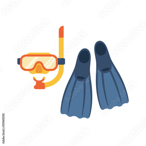 Snorkeling gear and feet ready for underwater adventure at a sunny beach