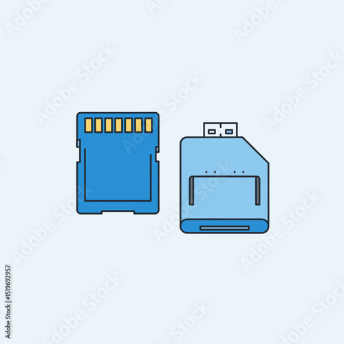 Two blue memory cards displayed on a light background, showcasing their design and features