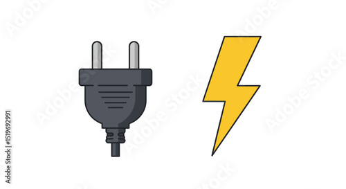 Illustration of a power plug and lightning bolt, symbolizing electricity and energy