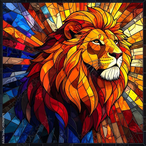 Stained Glass Lion Background

