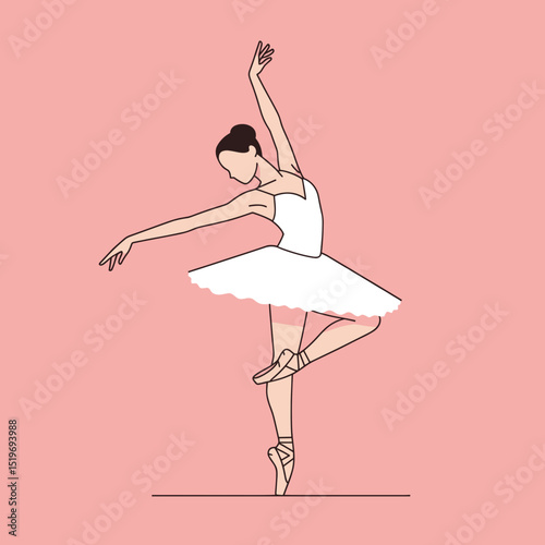 Graceful ballerina dancing elegantly on a pastel pink background, showcasing poise