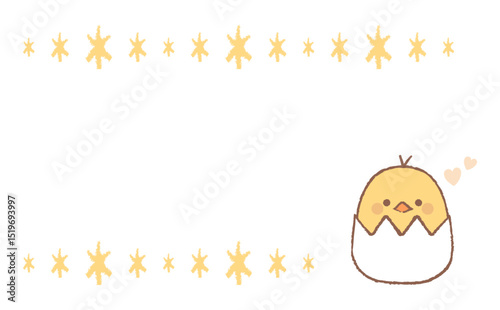 かわいいヒヨコの手描き風フレームイラスト