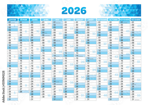 2026 Calendar - French holidays included