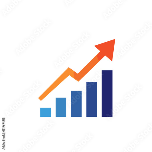 Growth chart with upward trend arrow symbolizing business success and progress