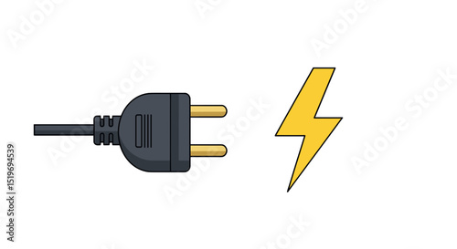 Illustration of a power plug and lightning bolt symbolizing electricity and energy