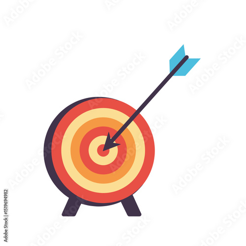 A colorful target with an arrow hitting the center, symbolizing success and focus
