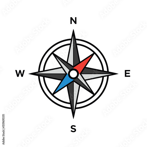 A detailed compass design featuring cardinal directions in a minimalist style