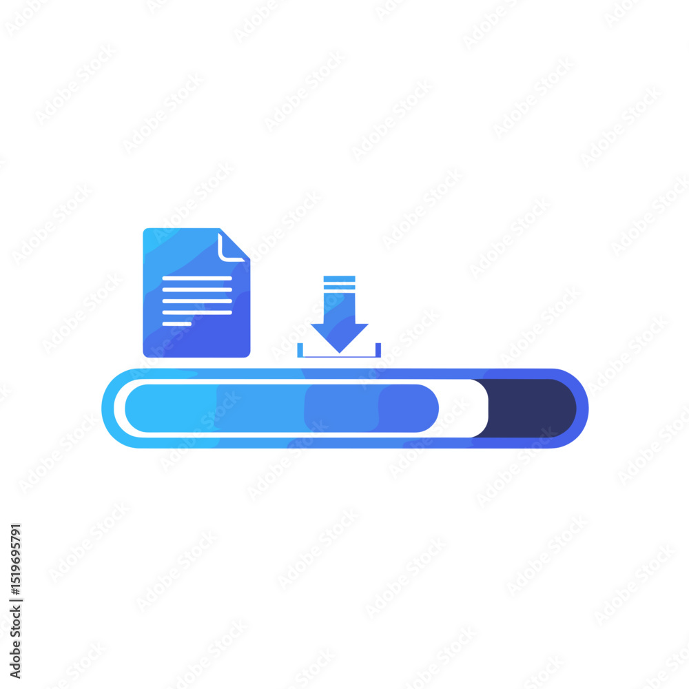 Obraz premium Abstract digital illustration of a document download progress bar with a paper icon