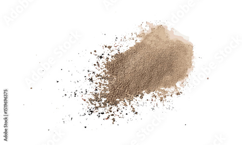 Isolated sand scatter on white background, top view, texture, vector illustration, sandy surface, desert sand, beach sand, surface pattern, texture design.