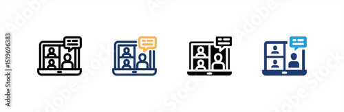 Online Meeting icon set multiple style collection. Vector illustration.