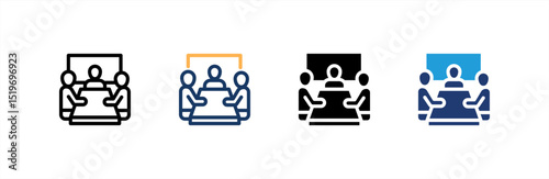 Meeting Room icon set multiple style collection. Vector illustration.