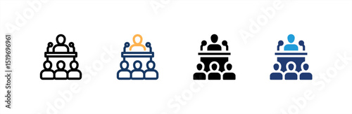 Conference icon set multiple style collection. Vector illustration.