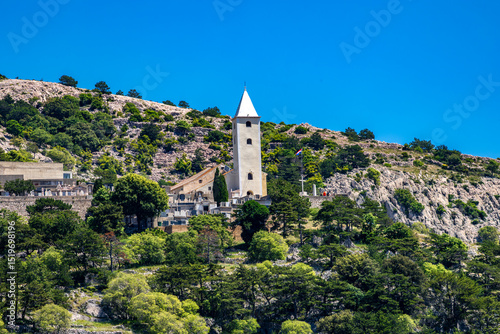 Fototapeta Naklejka Na Ścianę i Meble -  Church of St. John on a hill above the town of Baska on the island of KRK,