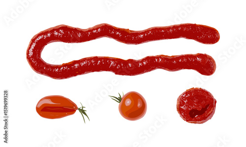 Double concentrated tomato paste vector illustration isolated on white, top view, fresh ingredients, food illustration, healthy food, cooking, kitchen, culinary art.
