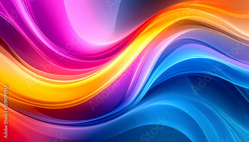 Vibrant abstract waves in bright colors create a dynamic and energetic visual effect.