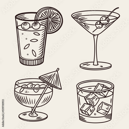 hand drawn glass vector