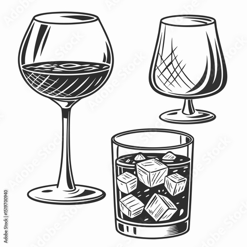 hand drawn glass vector