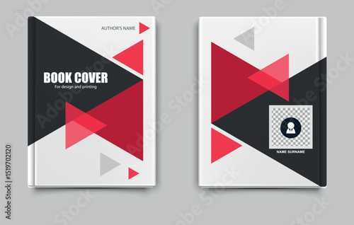 Red book cover template. Annual report. Vector file is easy to edit.