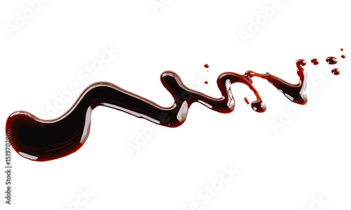 Spilled soy sauce, isolated on white, vector illustration, condiment drop, food stain, messy kitchen, cooking splatter, kitchen art, culinary splash, food preparation.