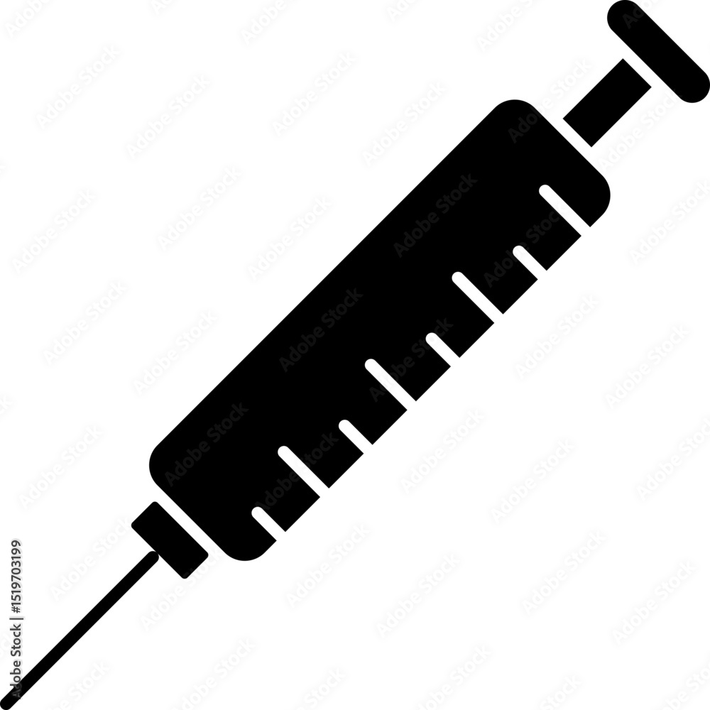 Syringe Glyph Icon – Medical Injection Needle in Silhouette Style Syringe Glyph Icon – Medical Injection Needle in Silhouette Style