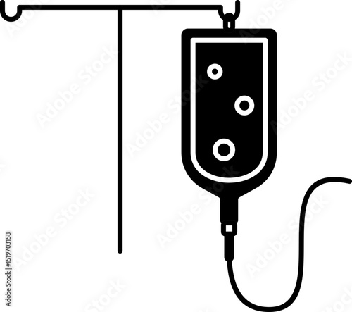 IV Drip Glyph Icon – Intravenous Infusion Symbol in Medical Silhouette Style
