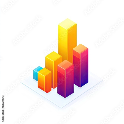 Isometric graphic of vibrant, 3D bar graph Free Download Isometric graphic of vibrant, 3D bar graph - GFXLoad